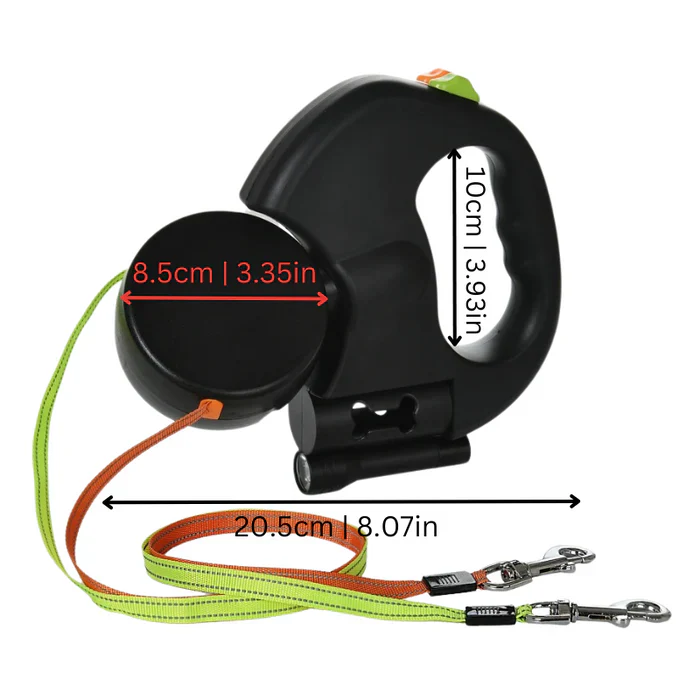 Dual Dog Leash with 360° Swivel and LED Light - Tangle-Free Design
