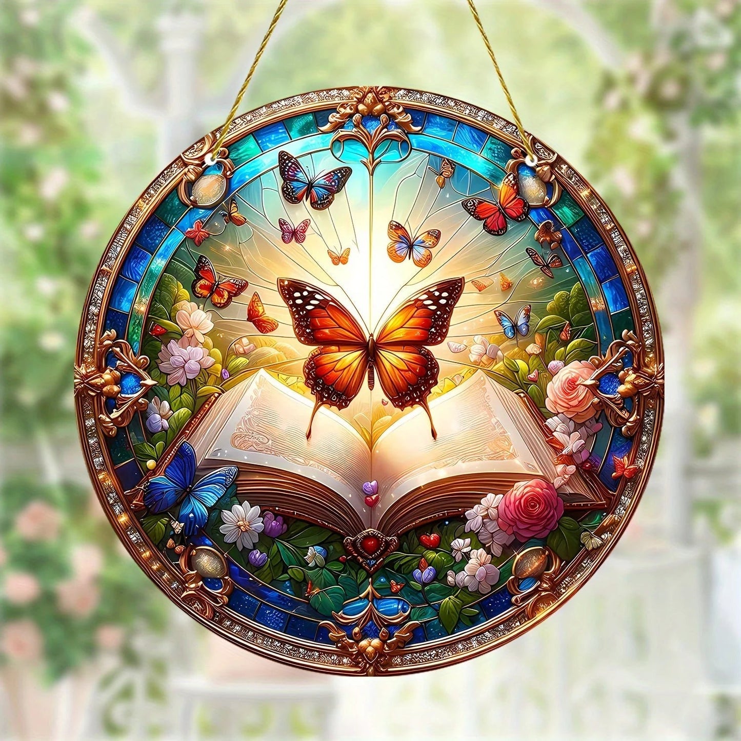 Acrylic Window Hanger | Floral Sun Catcher | Round Winter & Christmas Decor