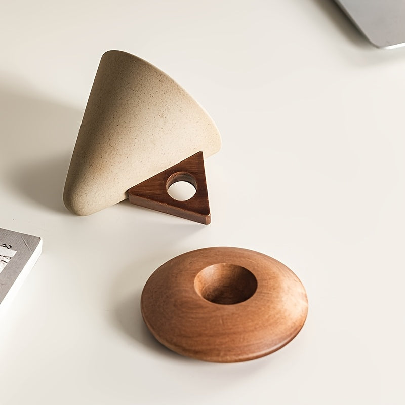 Ceramic Coffee Mug 250ml – Handmade with Wooden Handle and Coaster