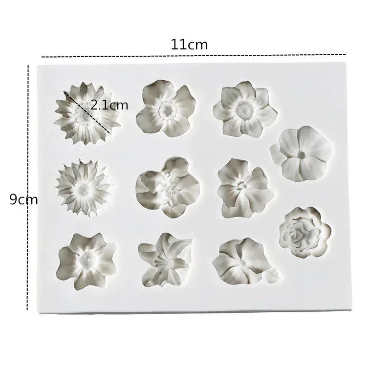Silicone Mini Flower Molds - Sunflower & Rose Cake Decorating 11 cm