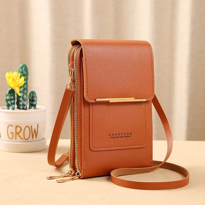 Smart Crossbody Wallet with Touchscreen Pocket and Security Features