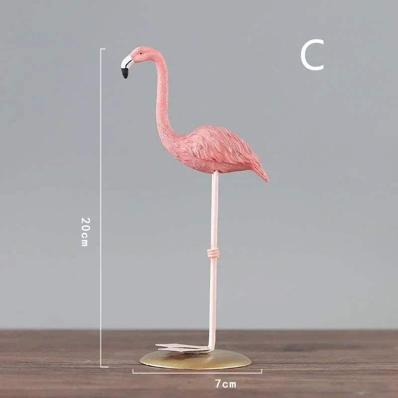 Cartoon Flamingo Figurine – Resin Ornament for Home and Office Decoration