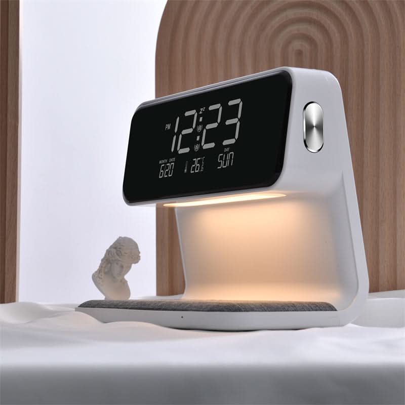 Nightstand Organizer with Light, Charging Station & Alarm Clock