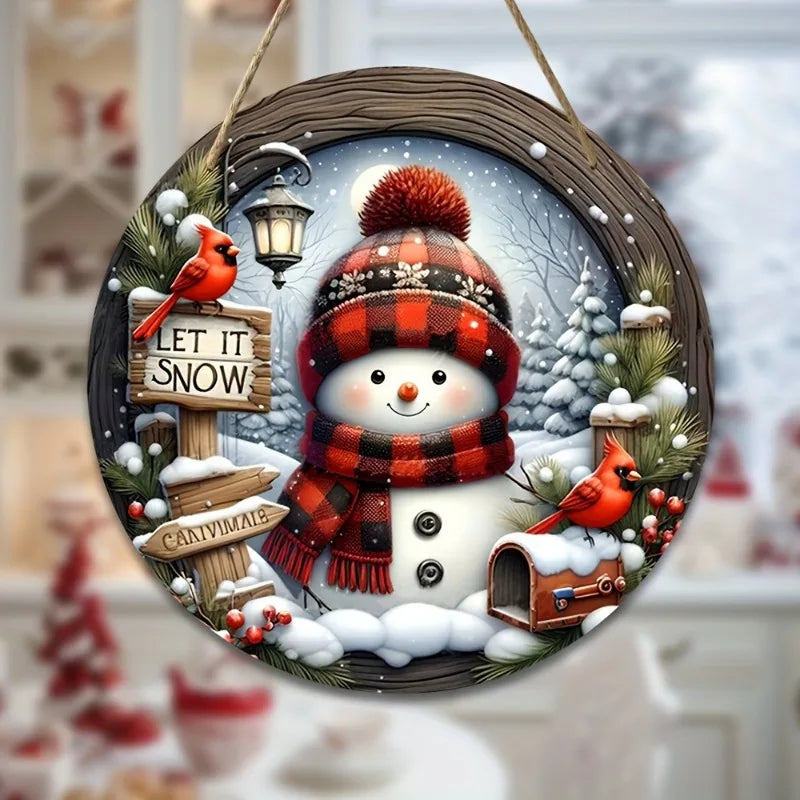 Acrylic Christmas Wreath - Snowman & Winter Theme - Wall and Door Decor Ø 20 cm