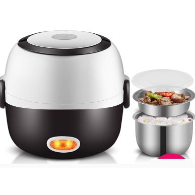 Heated Food Carrier with Stainless Steel Containers for On-the-Go Meals