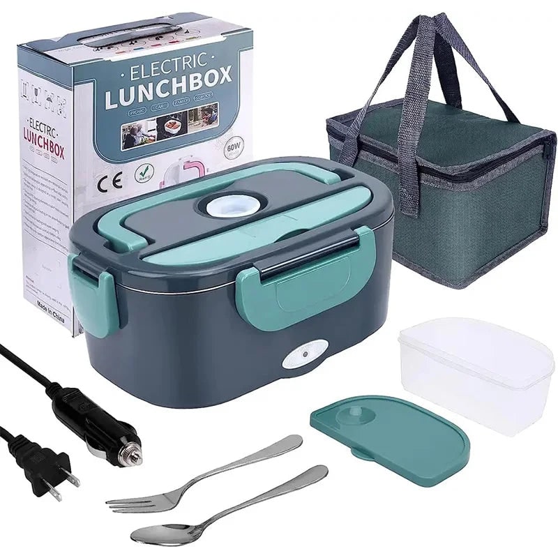 Portable Heated Meal Container with Stainless Steel Insert and Insulated Bag