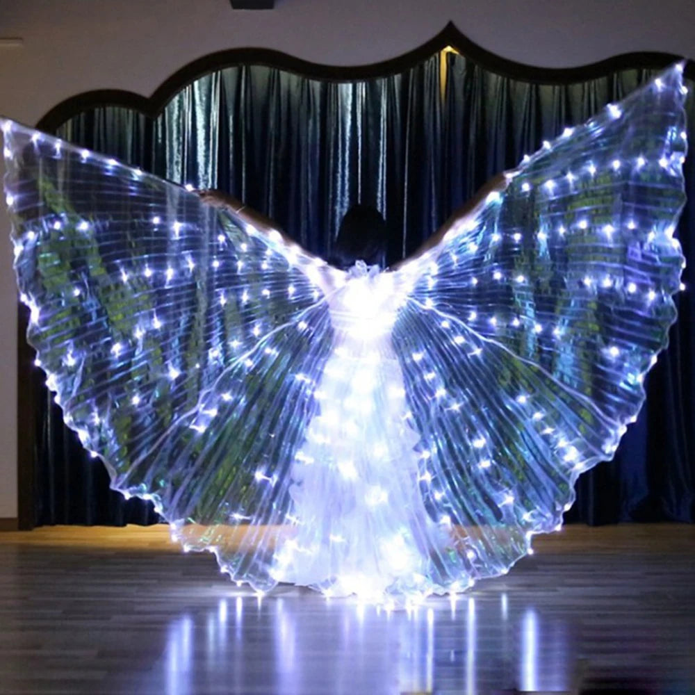 Illuminated Fairy Cloak with LED Wings | 140 cm / 110 cm | Includes Telescopic Rods & Switch | Perfect for Stage, Party & Performance