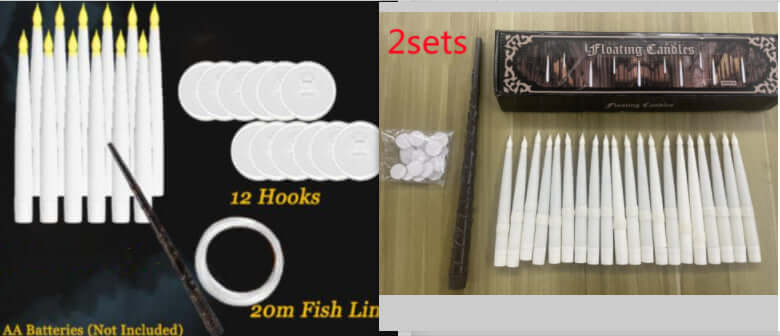 20 Floating LED Taper Candles with Candle Holders and Remote Control