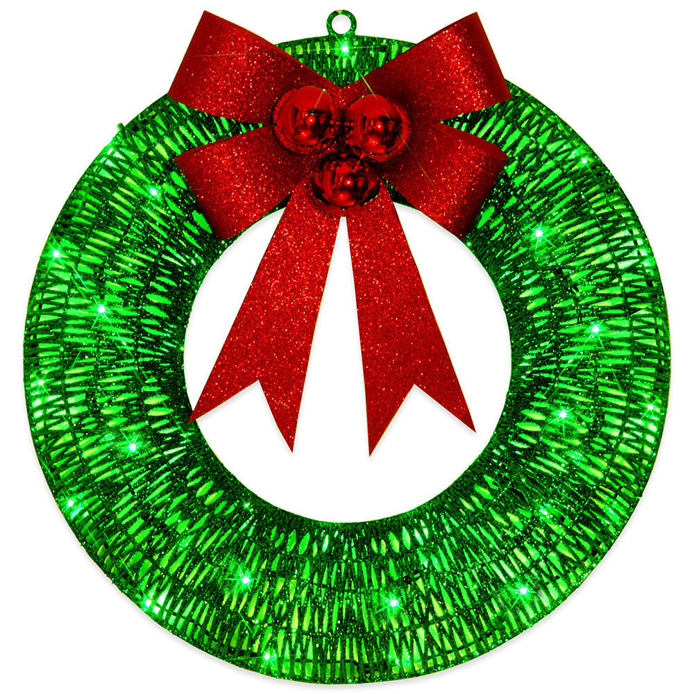 50cm LED-Enhanced Handmade Christmas Wreath in Gold and Green