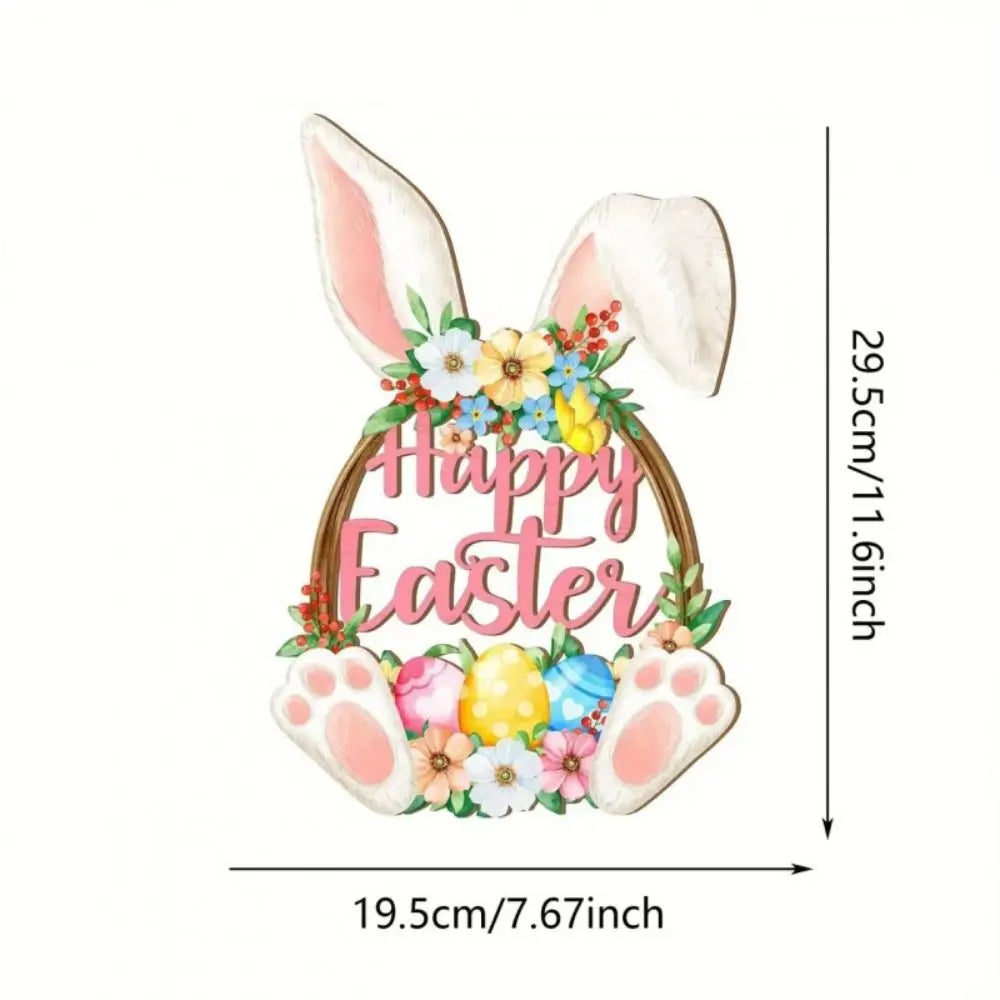Spring Rabbit Wooden Easter Decoration | Wall and Home Ornament 11.6×7.7 in