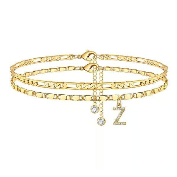 Customizable Layered Anklet | Adjustable & Hypoallergenic | Gold/Silver | 21.5 cm + 5 cm