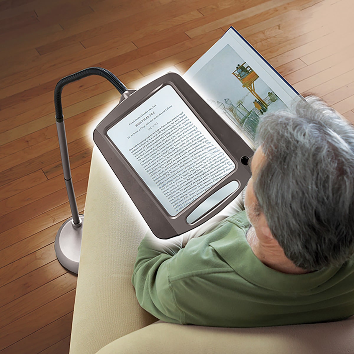 Adjustable LED Magnifier Floor Lamp for Enhanced Viewing
