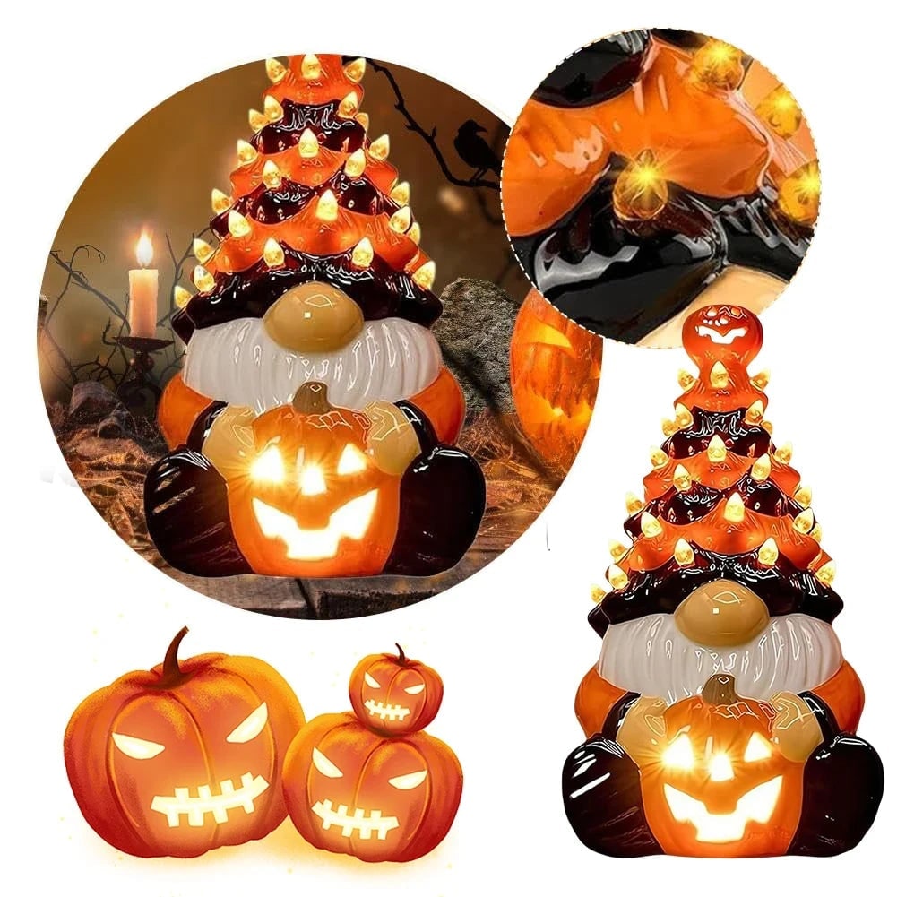 Whimsical LED Illuminated Gnome Tree for Halloween Decor