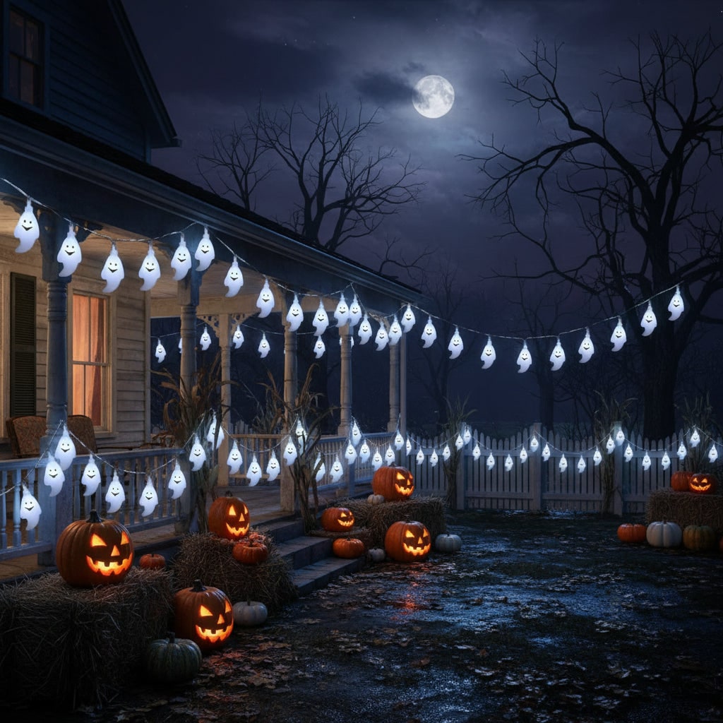 Spooky Spirit String Lights - Battery-Powered Halloween Decor