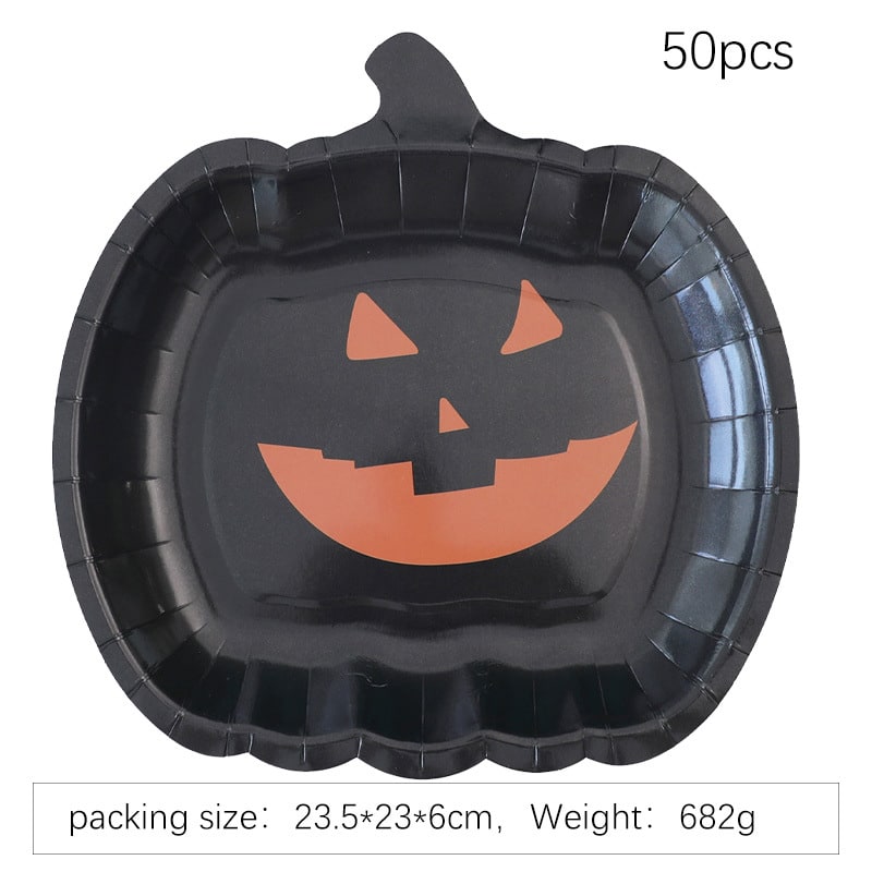 Festive Pumpkin-Themed Heavy Duty Disposable Plates for Halloween