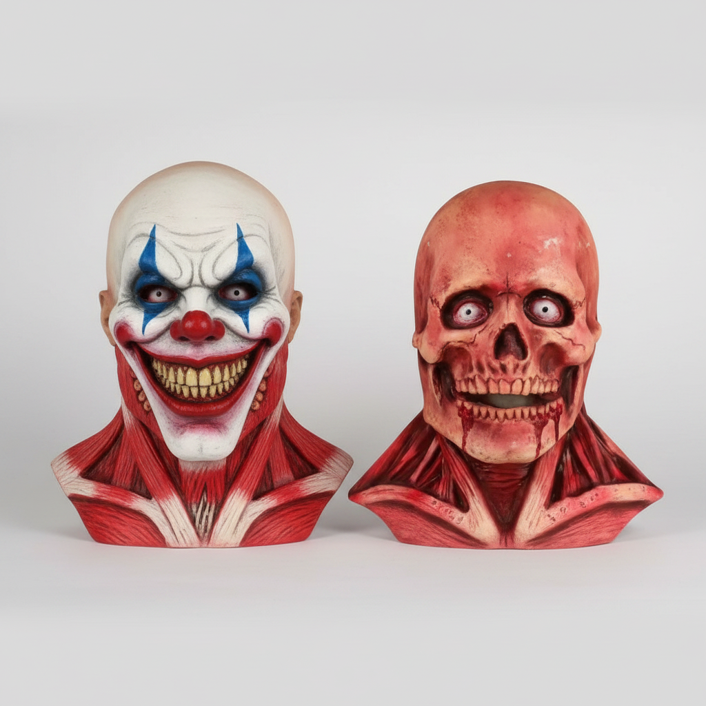 Dual-Layer Halloween Mask: Creepy Clown & Skull Reveal