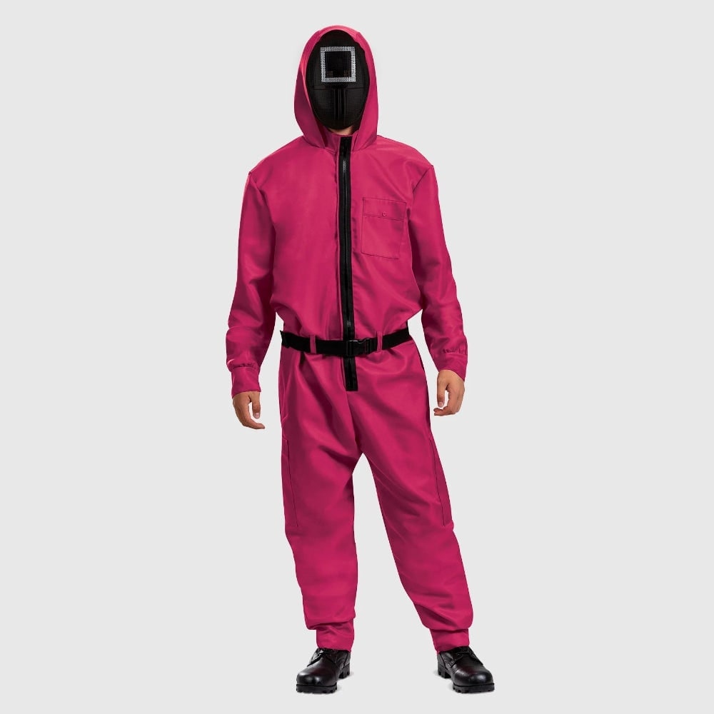 Vibrant Pink Costume Jumpsuit Set with Mask & Belt