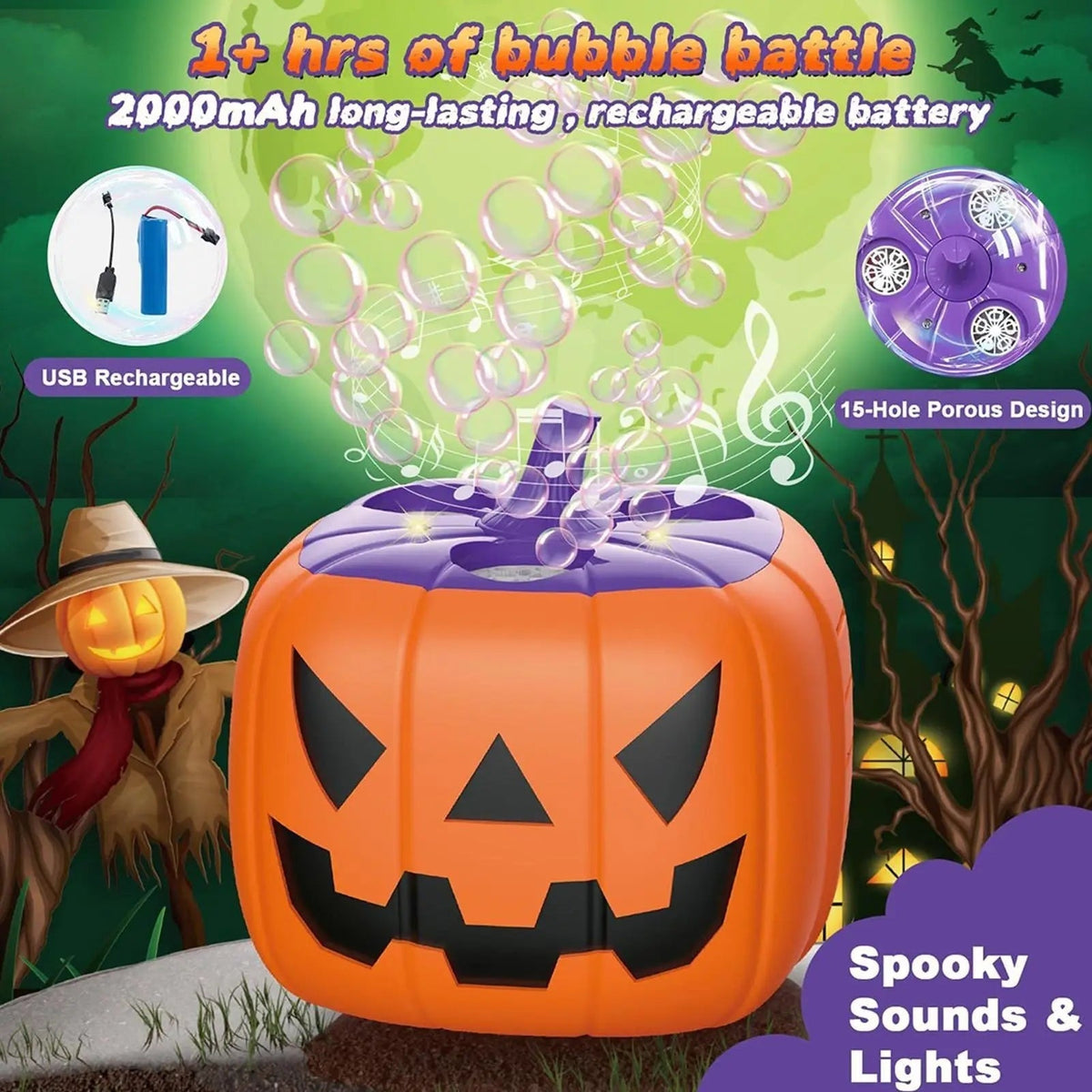 Enchanting Pumpkin Bubble Blaster with LED Lights for Festive Occasions