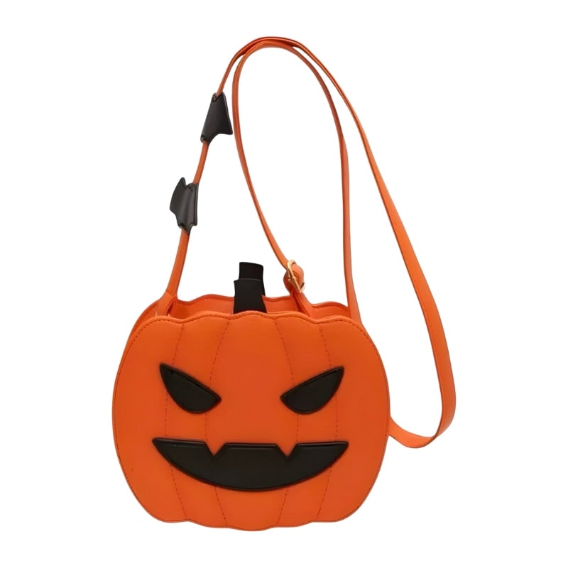 Festive Pumpkin Handbag with Bat Details for Halloween Fun