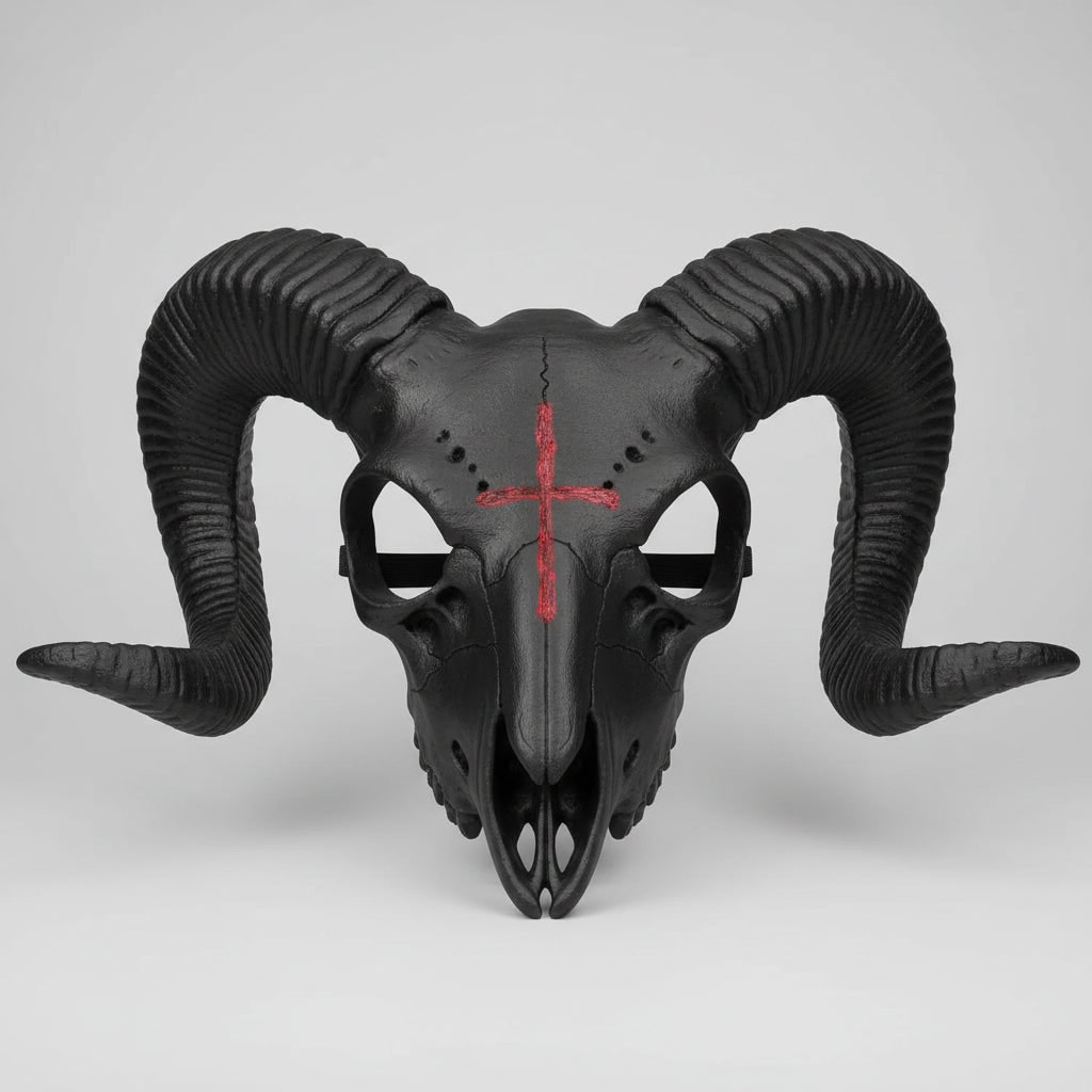 Menacing Goat Skull Mask with Horns for Halloween Events