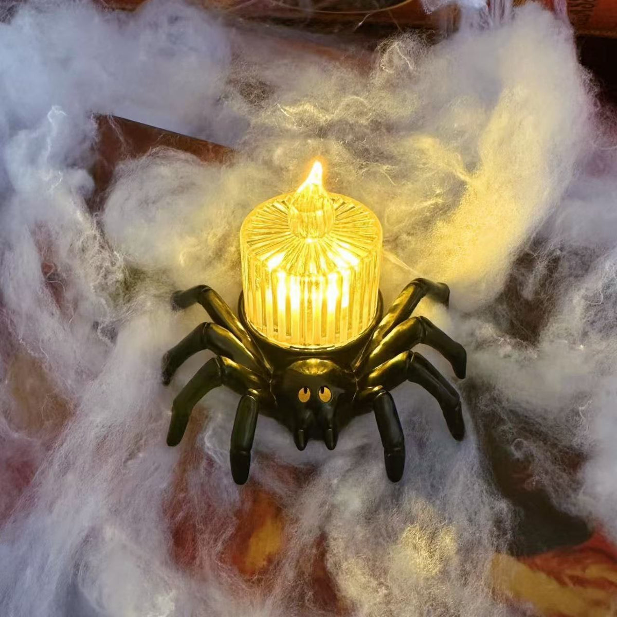 Spooky Spider LED Tea Lights – Battery Operated Halloween Decor