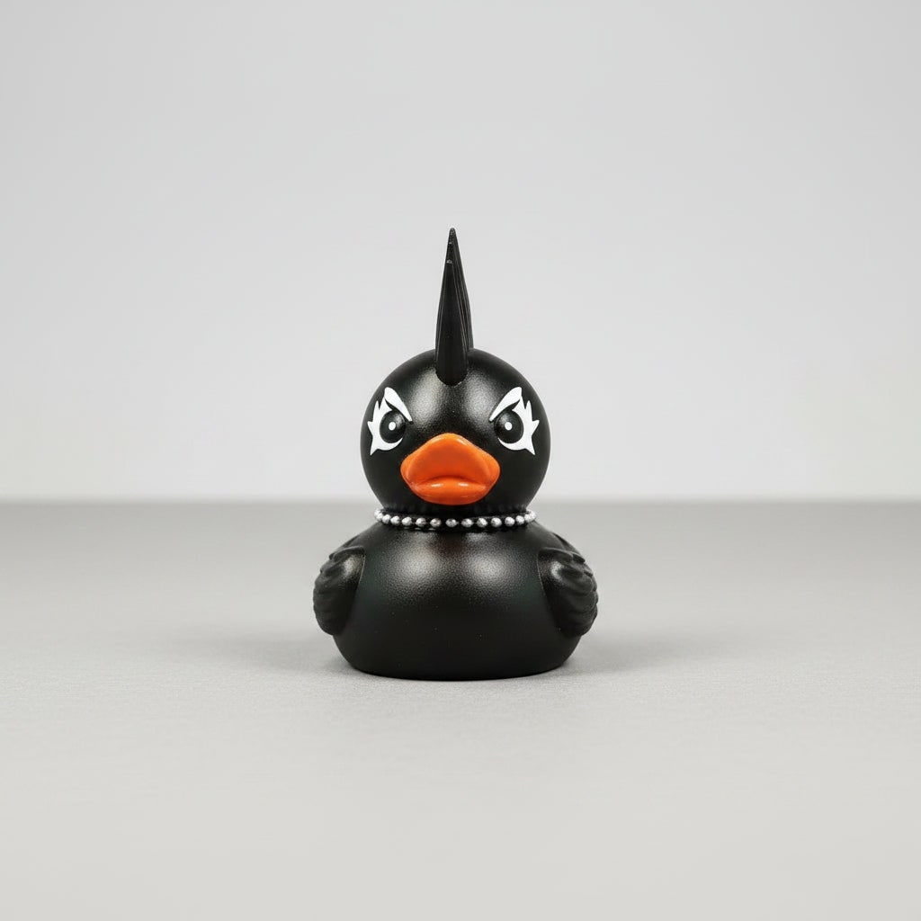 Gothic Punk Rubber Duck for Halloween Decor with Devil Features