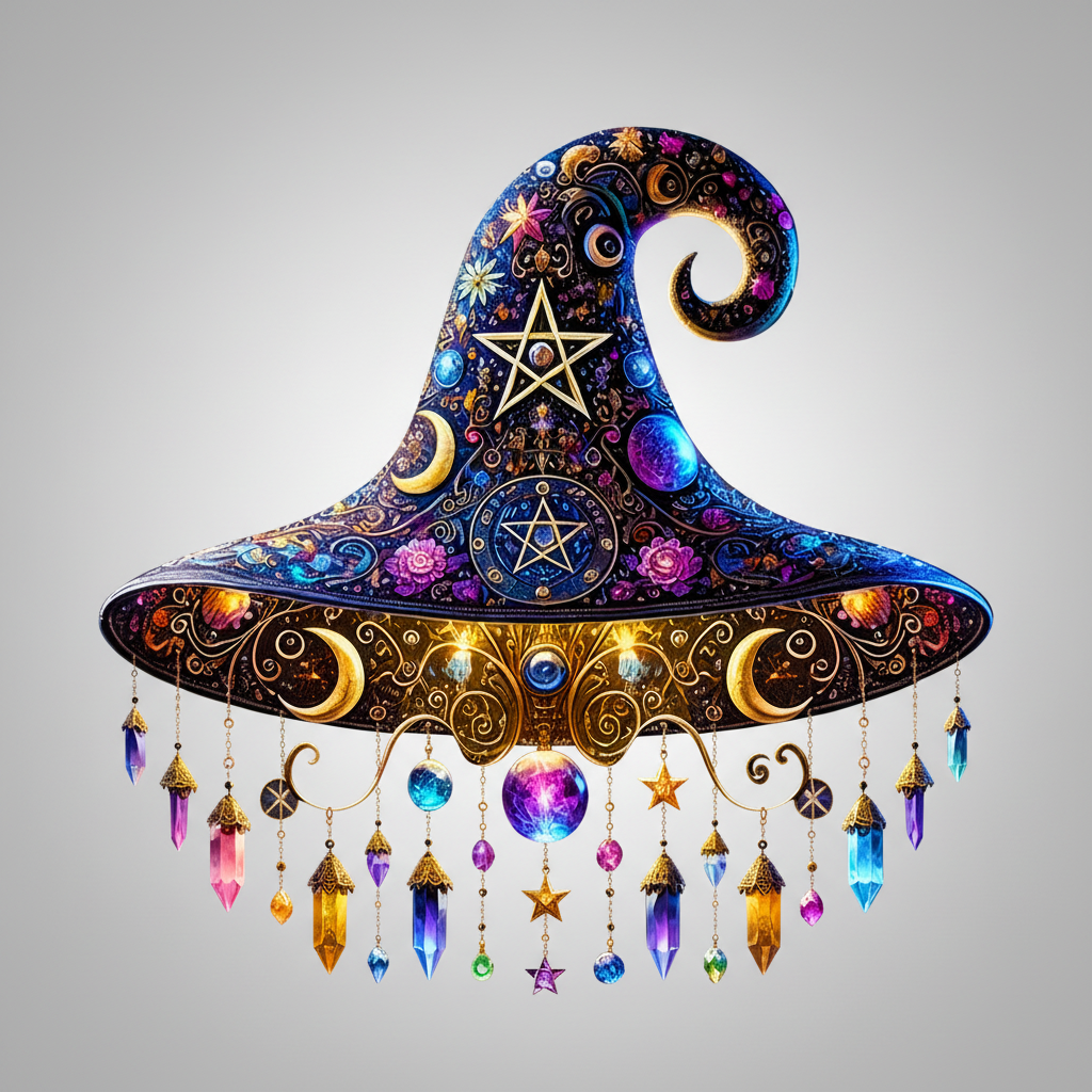 Magical Stained Glass Witch Hat Window Charm for Halloween