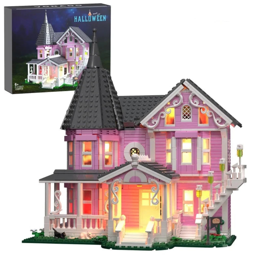 Whimsical Victorian Dollhouse Block Set with LED Illumination
