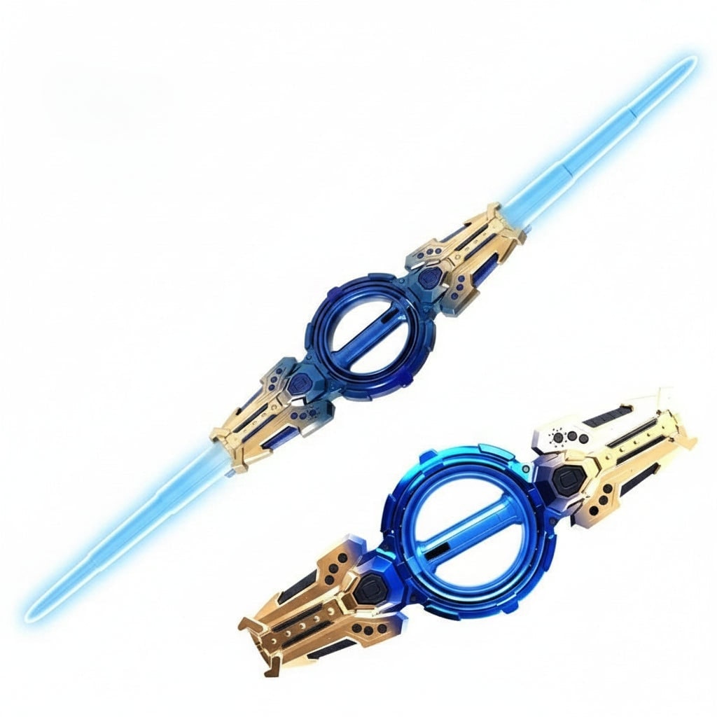 Illuminated Dual-Bladed Fantasy Sword with Extendable Features