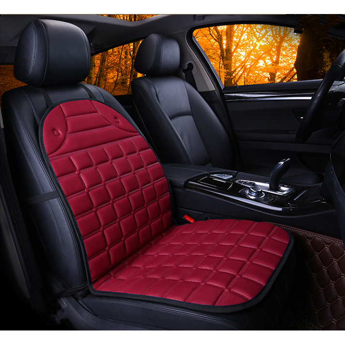 Ergonomic Heated Seat Cover with Quilted Fabric & 12V Adapter
