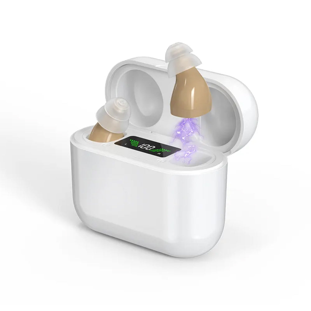 Bluetooth Hearing Aids with 48-Hour Battery Life and Noise Cancellation