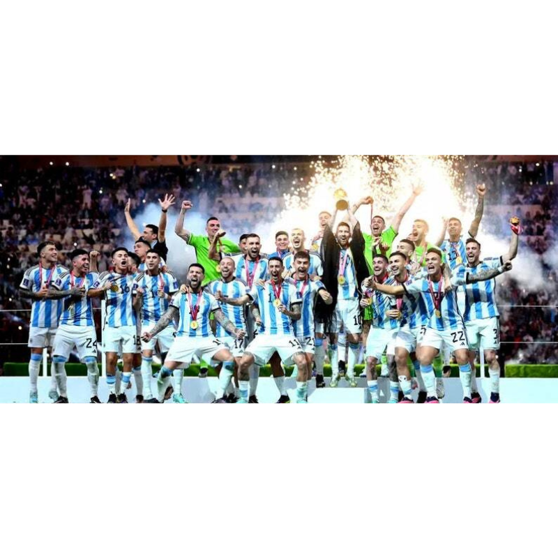Wall Art of Messi Celebrating World Cup with Argentina National Team
