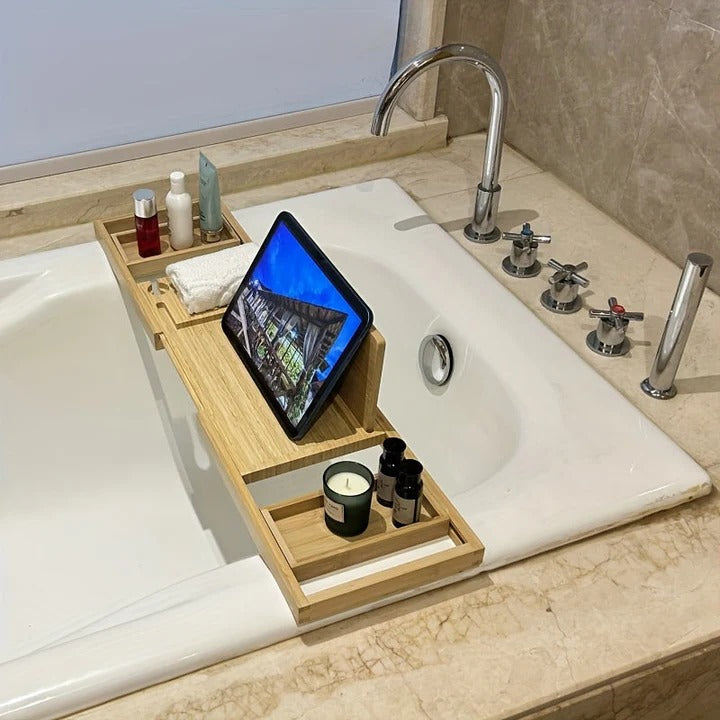 Bamboo Bath Caddy Tray for Bathtubs