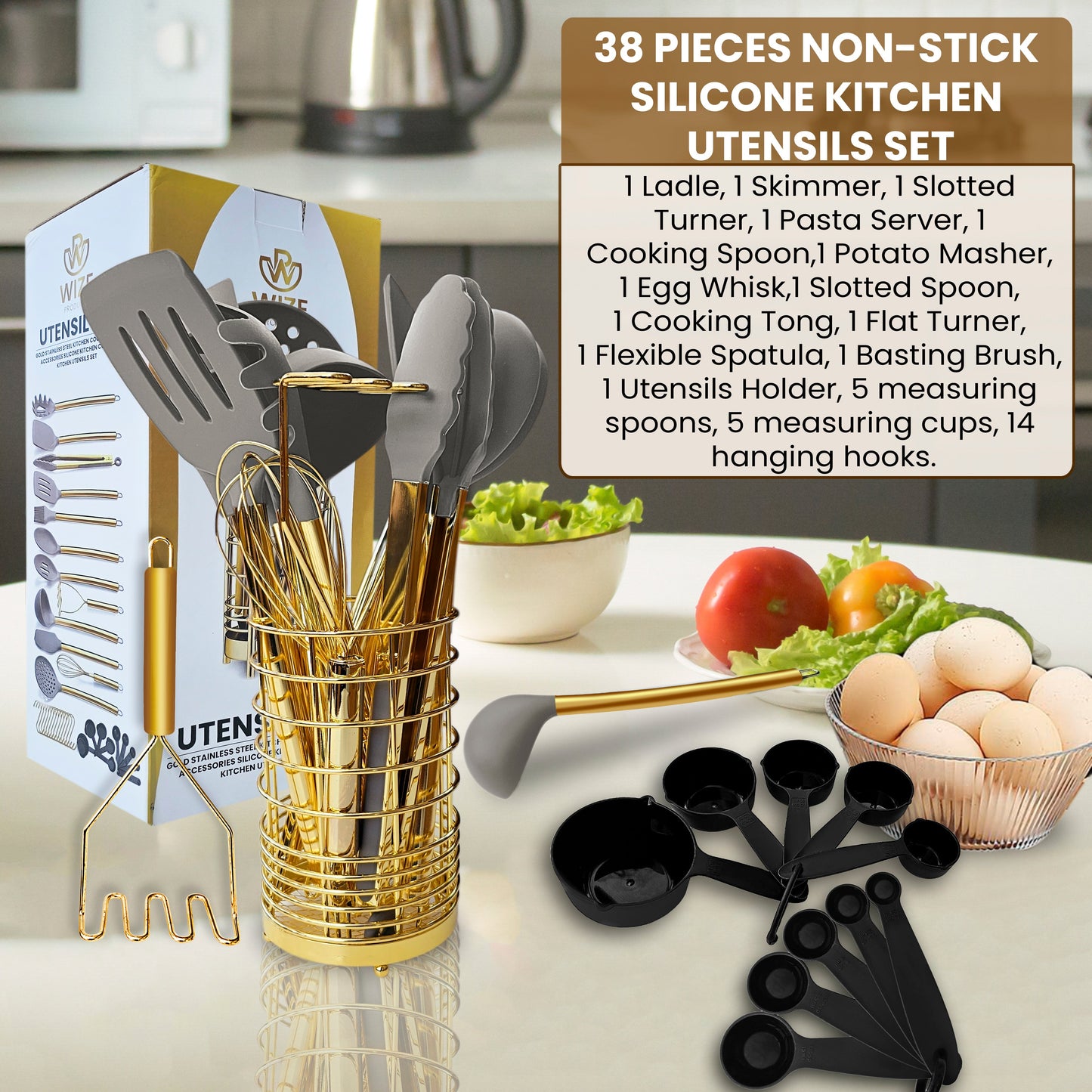 Chic and Practical Utensil Collection in Gold