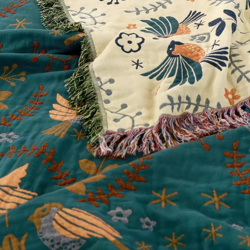 Nordic Harmony Reversible Throw Blanket | 100% Cotton Comfort