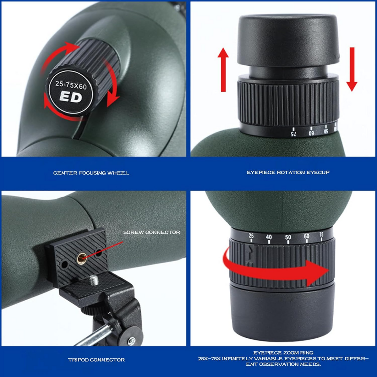 15–45x Zoom Monocular for Clear Viewing