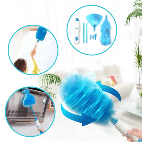 Cordless Dusting Brush with Telescopic Handle & Dual Heads