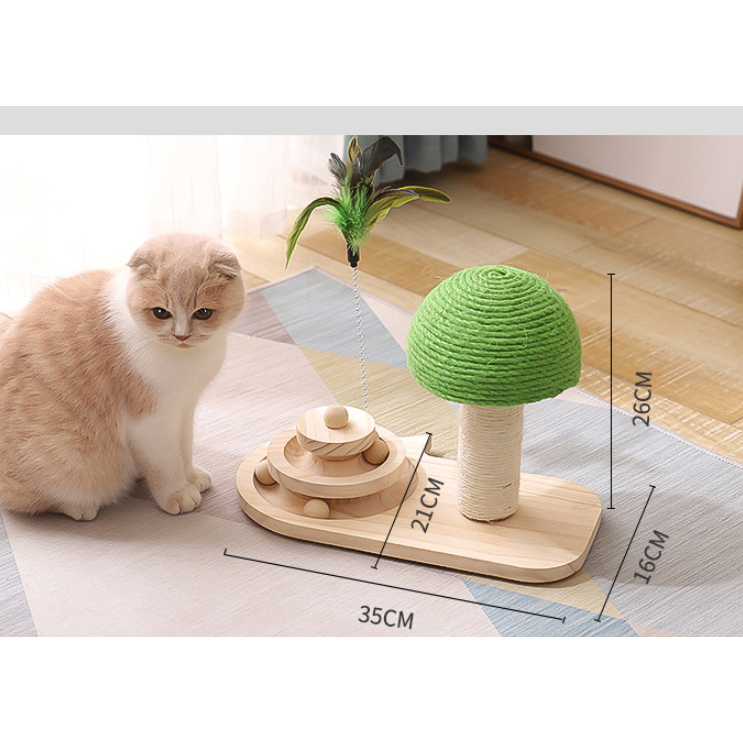 Engaging Cat Play Set with Feather Wand and Scratching Post