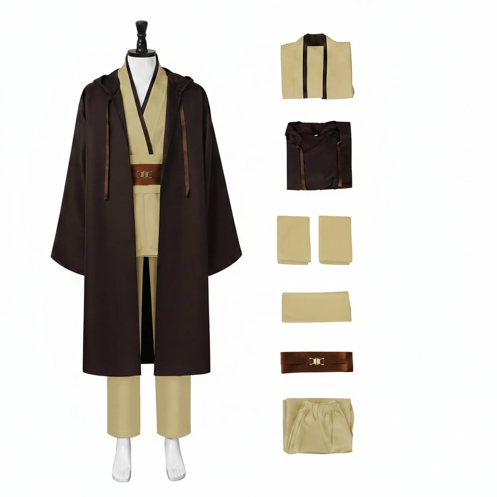 Galactic Warrior Costume: Complete Jedi Outfit with Hooded Robe