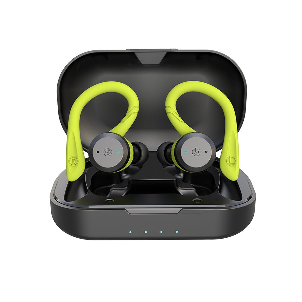 Bluetooth 5.0 Sports Earbuds with Ear Hooks, IPX7 Waterproof, 20 Hours Playtime with Case