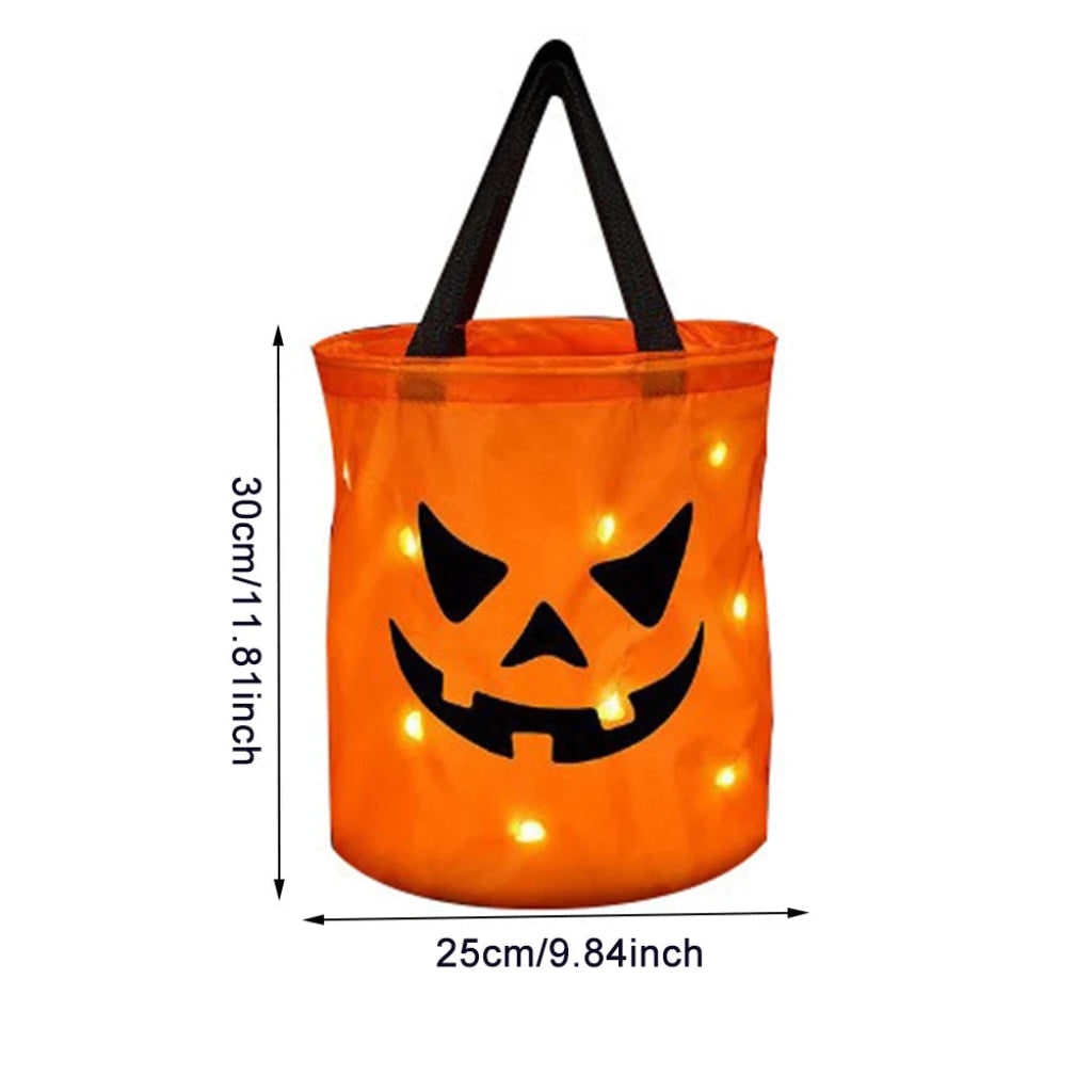 Illuminating Halloween Treat Bag for Kids with Pumpkin Lights