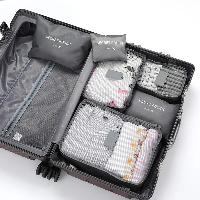 Water-Resistant Oxford Fabric 6-Piece Travel Luggage Organizer Set with Zipper and Mesh Window