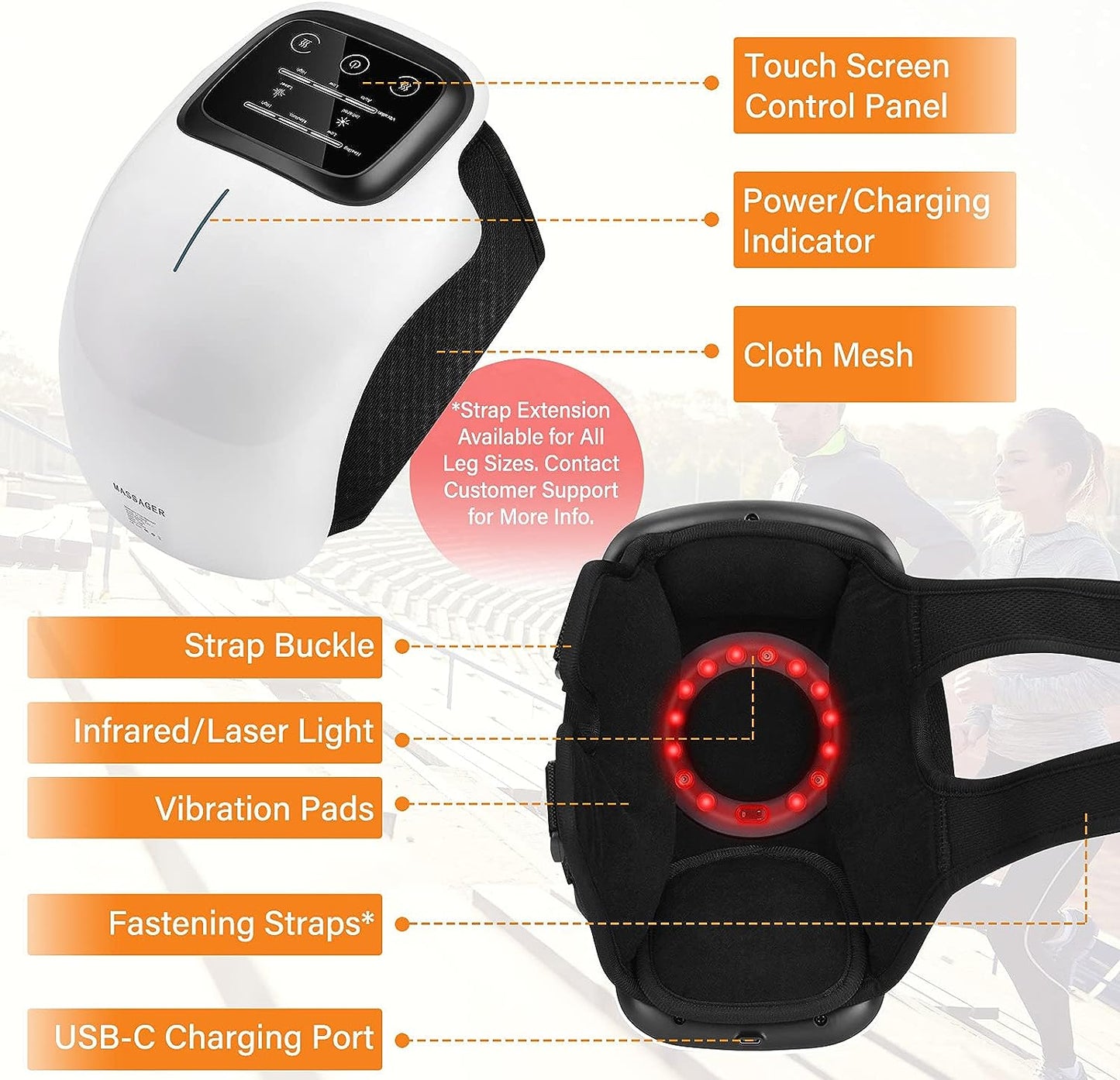 Wireless Rechargeable Knee Massager with Infrared and Vibration