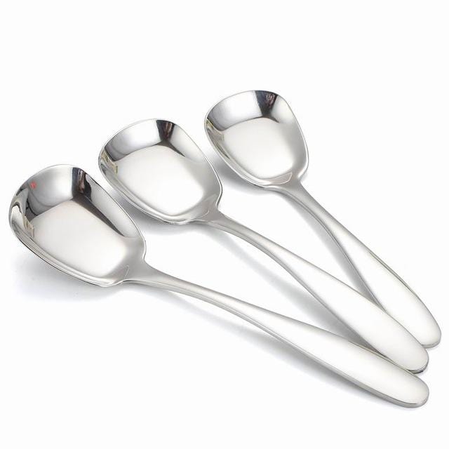 3-Piece Flat Bottom Serving Spoon Set in Stainless Steel