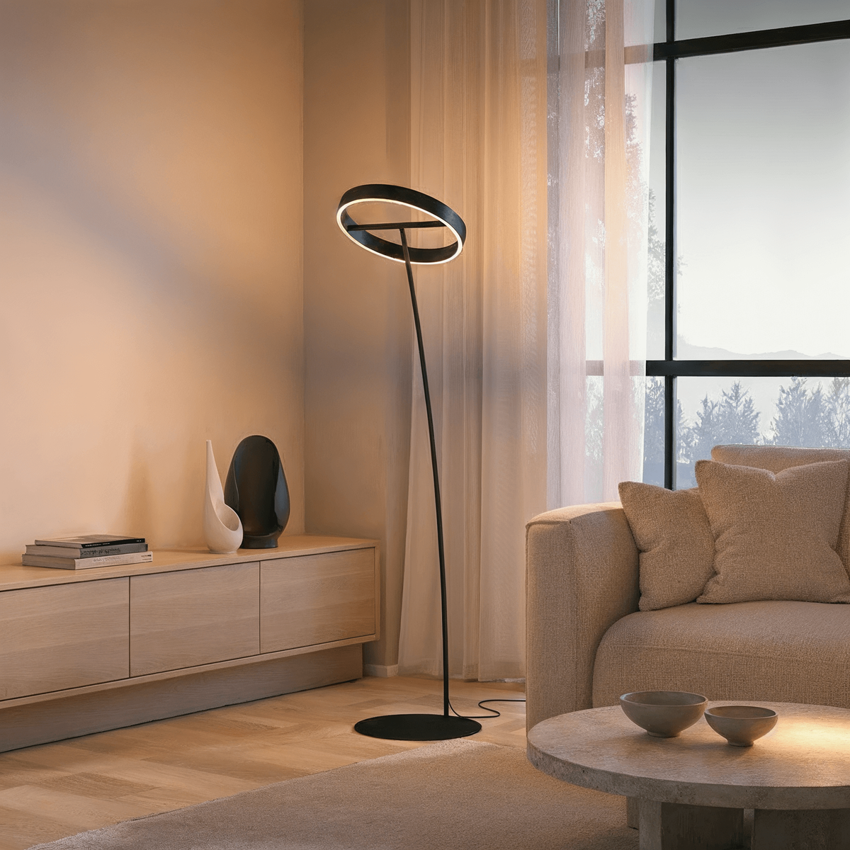 Sleek Adjustable LED Floor Lamp with Remote Control