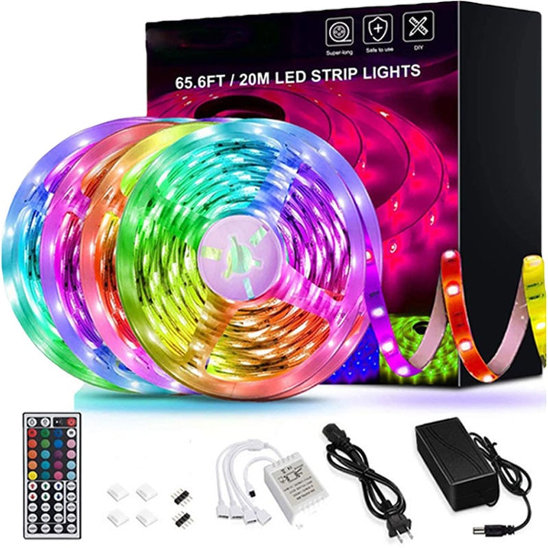Vibrant RGB LED Strip Lights with Remote Control for Home Decor