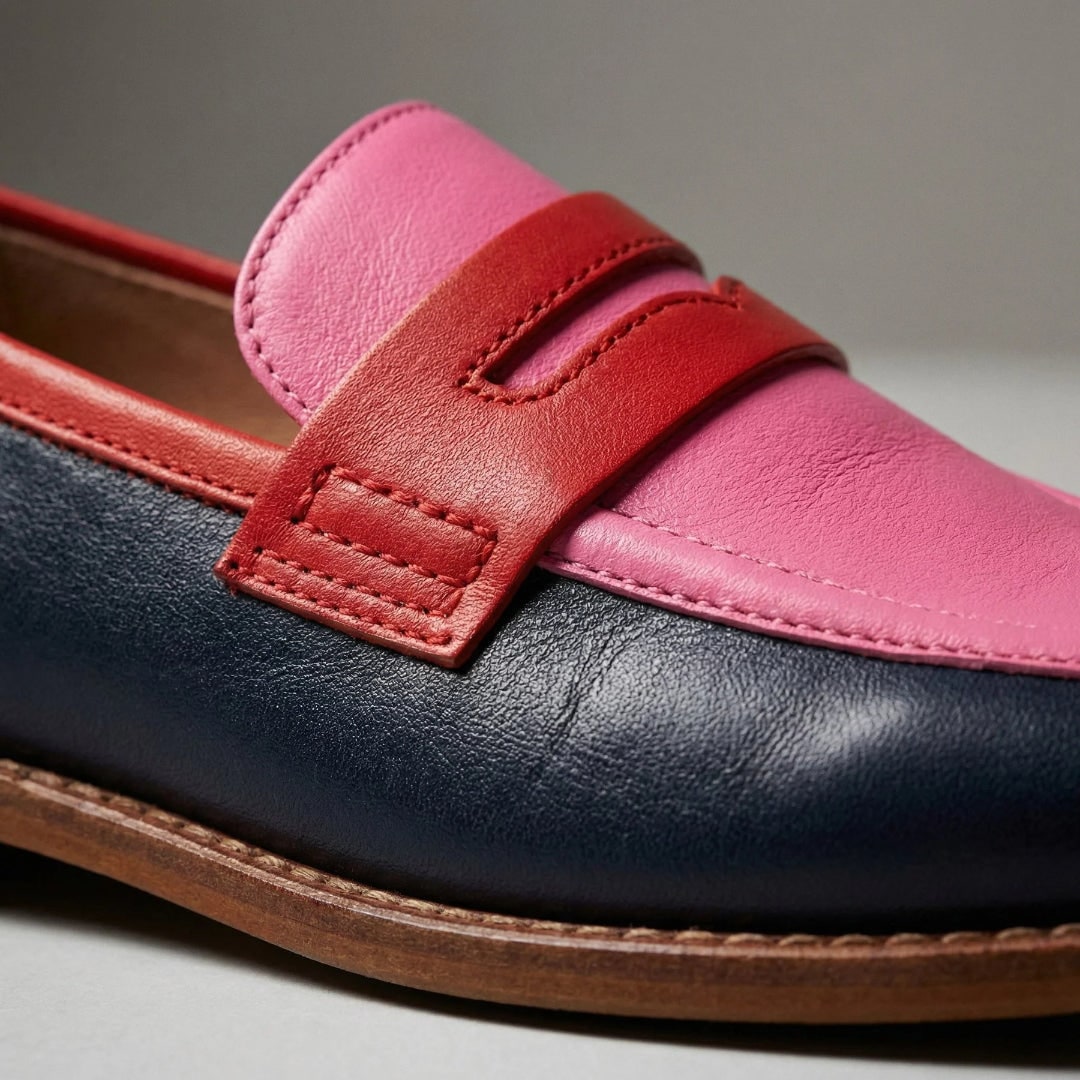 Chic Slip-On Low Heel Women's Loafers with Colorblock Design