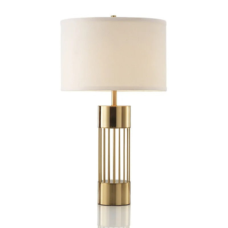 Nordic Style Brass Lamp with Linen Shade – Elegant Table Lighting