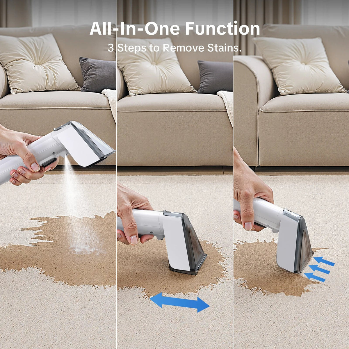 800W Hot Water Deep Cleaner for Carpets with Powerful Suction