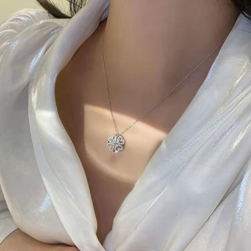 Elegant Heart-Shaped 2-in-1 Necklace with Diamonds